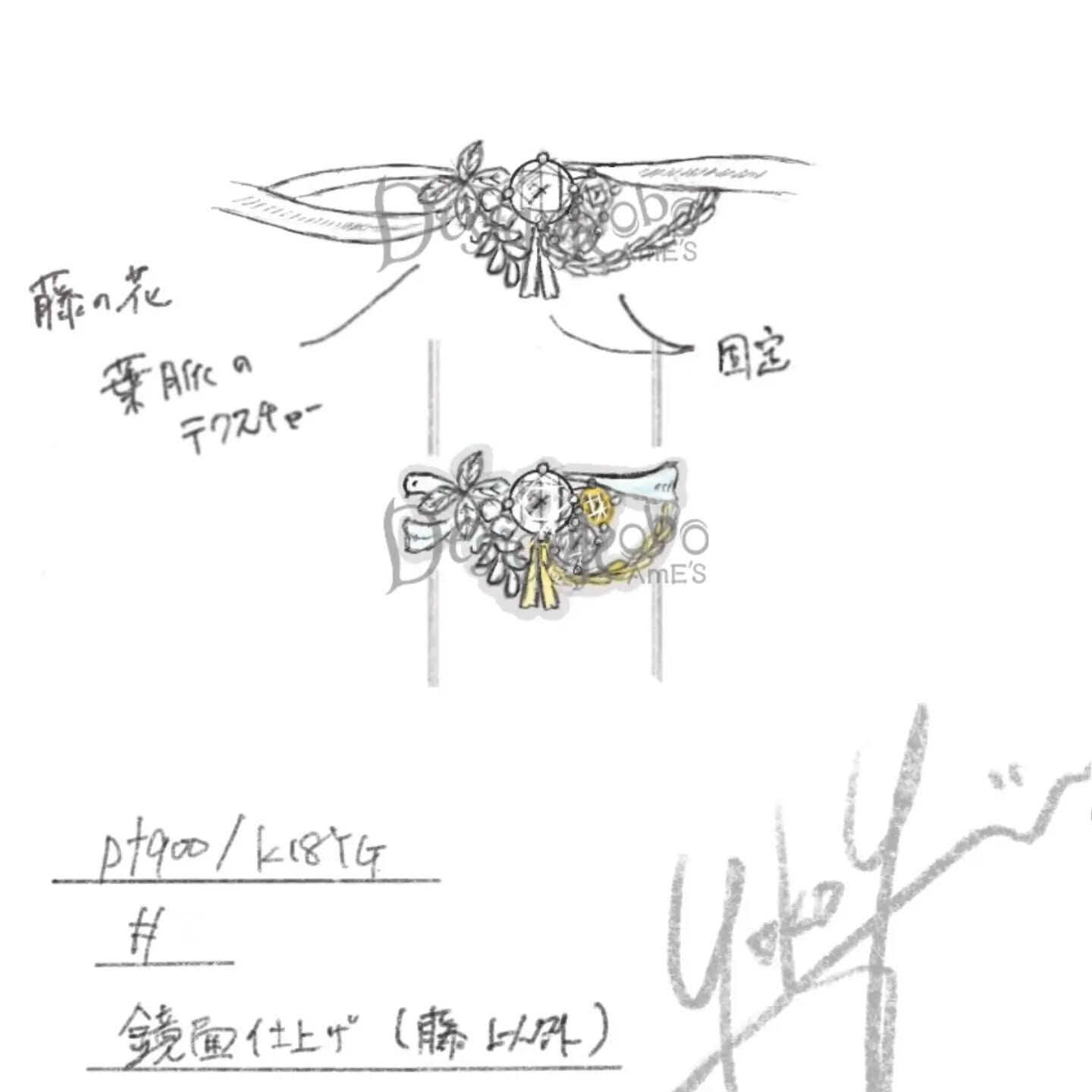 ダイヤモンド K18YG/Pt900 オリジナルリング